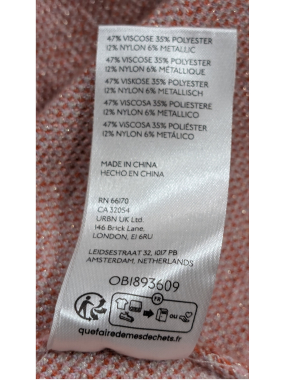 Anthropologie Abstract Metallic Knit Mock Neck Sweater Small Pink Orange Balloon - Picture 11 of 11